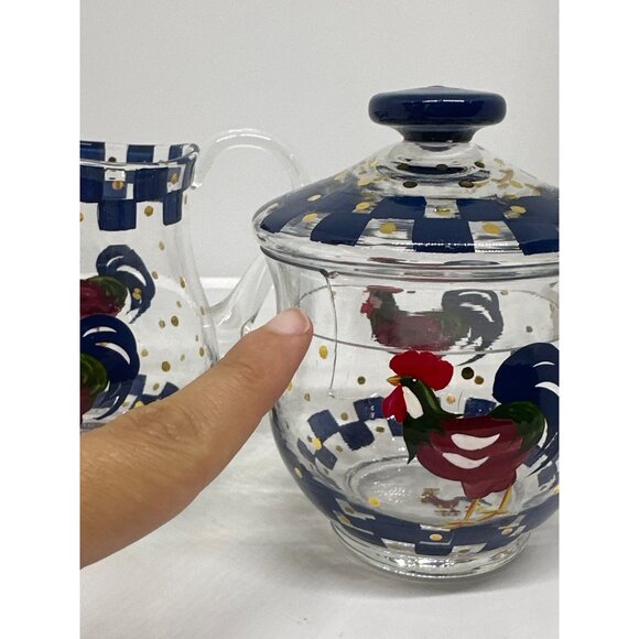 VTG Lenox Hand Painted Rooster Sugar & Creamer Set Farmhouse Kitchen 4.5" READ - Picture 3 of 7